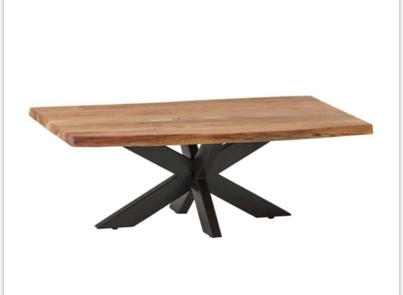 Akazie - Couchtisch mit Baumkante - Spider Gestell | Unikat